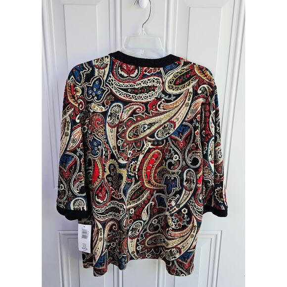 Vintage New NWT BonWorth Paisley Print Cardigan Size Medium Petite MP 3/4 Sleeve - Picture 4 of 13